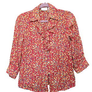 Liz Claiborne Womens Button Up Blouse Multi-Color Size Small 100% Rayon
